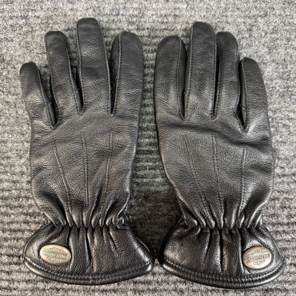 Harley-Davidson Womens Medium Black Genuine Leather Motorcycle Riding Gloves M